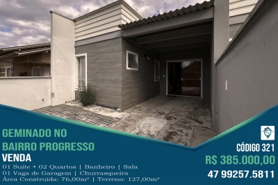 Venda - Casa (Geminada) - Progresso - São Bento do Sul/SC - Cod. 321