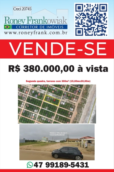 Venda - Terreno (Em rua) - Praia do Ervino  - São Francisco do Sul/SC - Cod. terreno 888