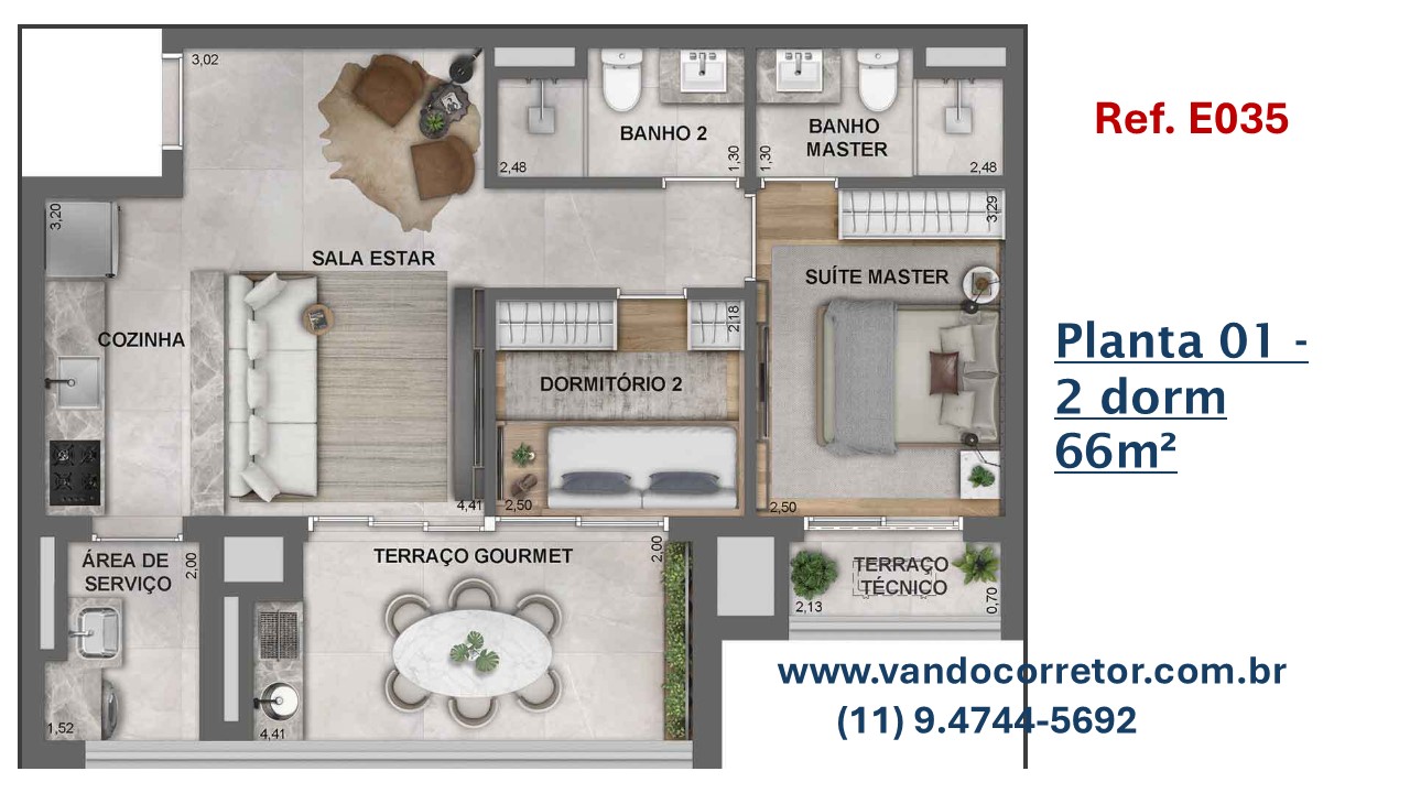 Apartamento (Padro), com 2 quartos e 1 banheiros  Venda, 66 m em So Paulo/SP